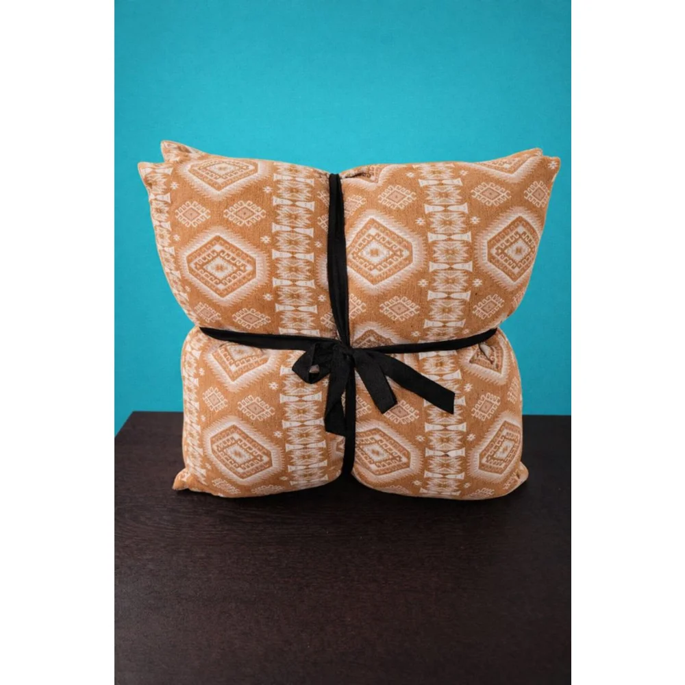 Newport Home Set of 2 20x20 Decorative Pillows Tan Geometric Pattern